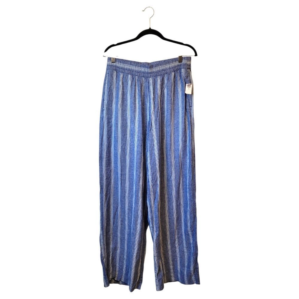 Old Navy Blue and Gray Striped Straight-Leg Pants